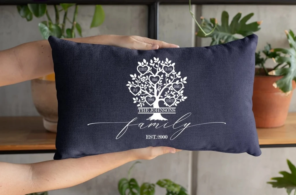 Personalized family tree pillow