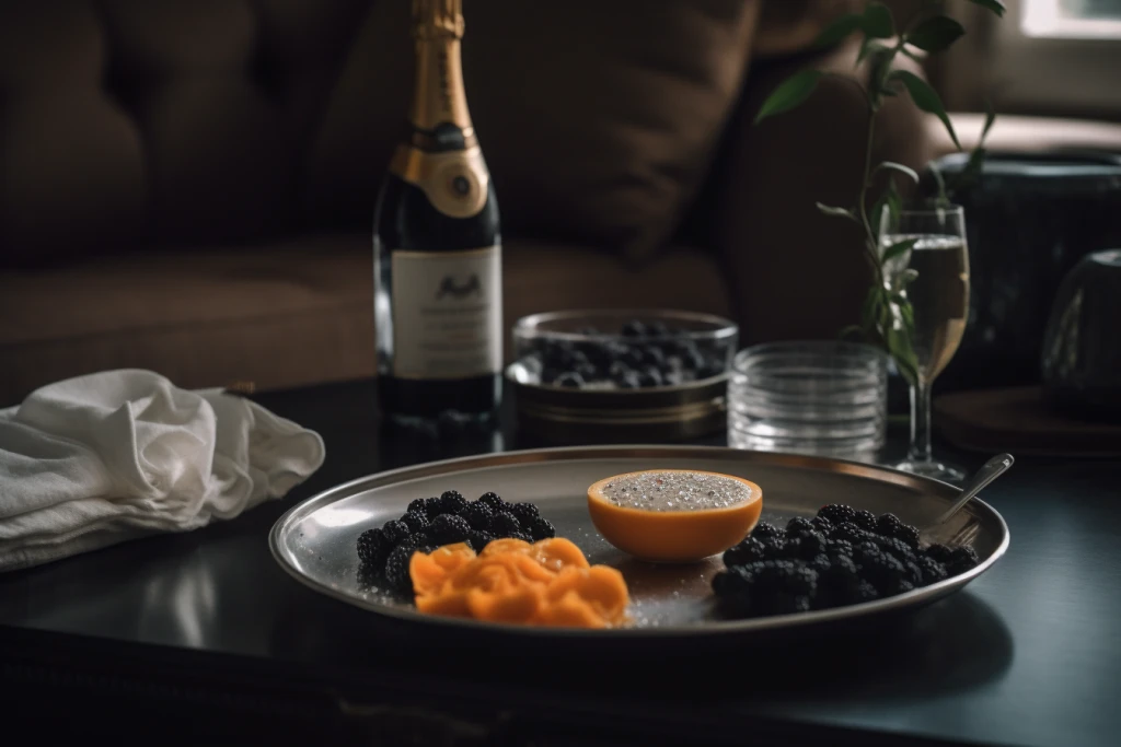 Champagne and caviar set